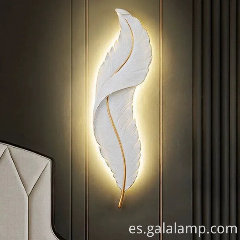 Modern Led Dimmable Wall Donce con elegante lámpara de diseño de plumas